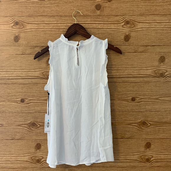 DEX WHITE SWEET SLEEVELESS TANK EMBROIDERY RUFFLE - Picture 6 of 10